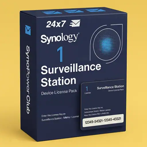 حزمة التراخيص الرسمية Synology Surveillance Station 1 – $52 لكل ترخيص - الموزع الرسمي SynoPower Club (مع صورة إثبات الترخيص) - إصدار الصندوق