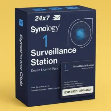Oficiální licenční balíček Synology Surveillance Station 1 – $52 za licenci - oficiální prodejce SynoPower Club (s fotografií licence) - krabicová verze