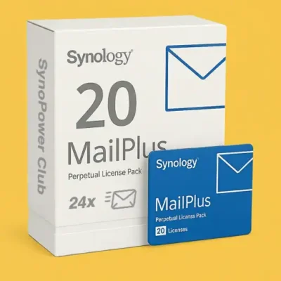 Balení 20 licencí Synology MailPlus – $47 za licenci – Oficiální prodejce SynoPower Club (s fotografií licence) – Okamžité dodání 24 hodin denně, 7 dní v týdnu – Krabicová verze