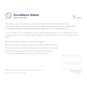 Synology Camera License 8 Pack – SynoPower Club 24x7